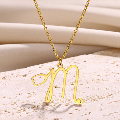 Stainless Steel Simple Style Letter Plating Pendant Necklace