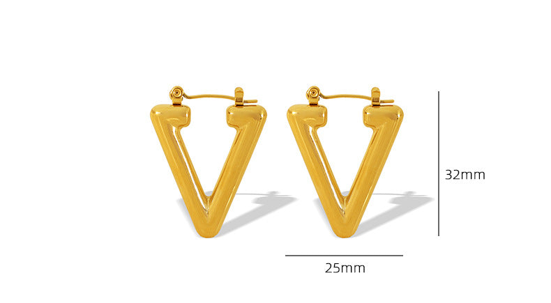 1 Pair Simple Style Triangle Plating Titanium Steel Earrings