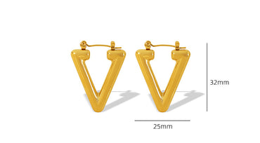 1 Pair Simple Style Triangle Plating Titanium Steel Earrings