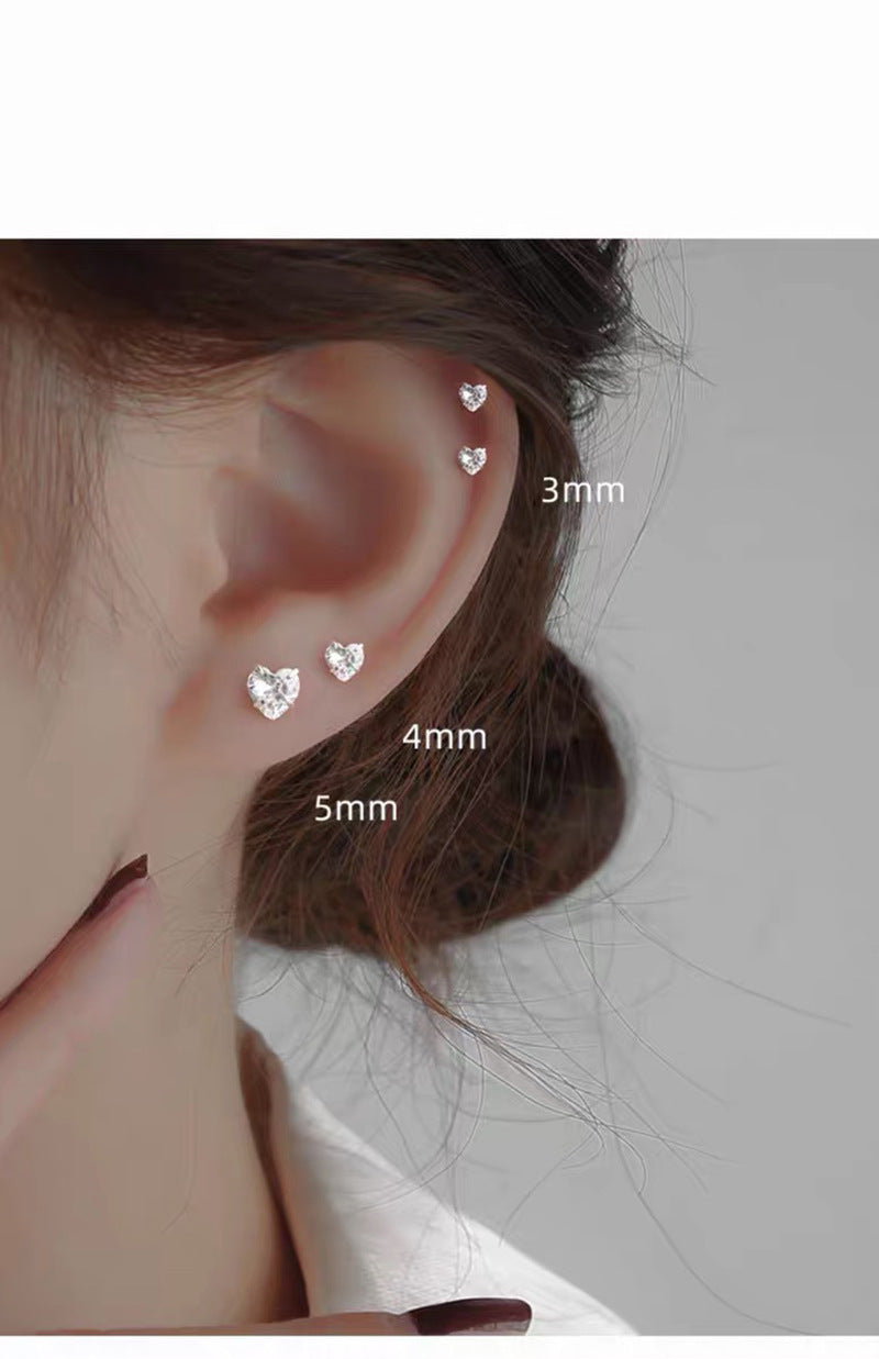 Simple Style Heart Shape Sterling Silver Plating Ear Studs 1 Pair