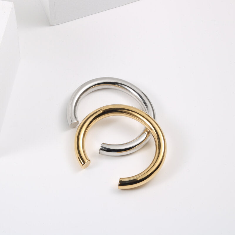 Simple Style C Shape Titanium Steel Plating Bangle