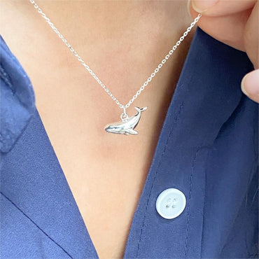 Simple Style Whale Sterling Silver Pendant Necklace
