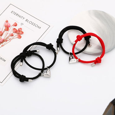 Elegant Simple Style Heart Shape Alloy Rope Plating Valentine's Day Couple Drawstring Bracelets