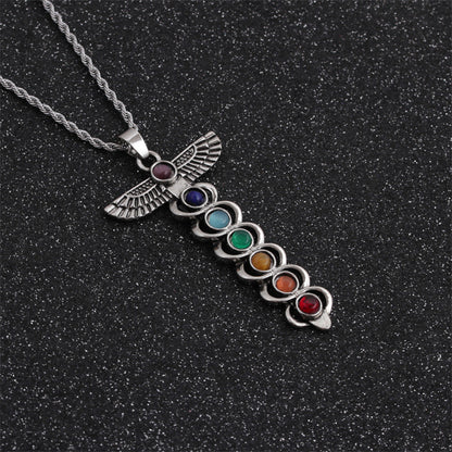 Seven Chakra Pendant Crystal Gem Alloy Inlaid Ethnic Style Necklace Wholesale Jewelry Gooddiy