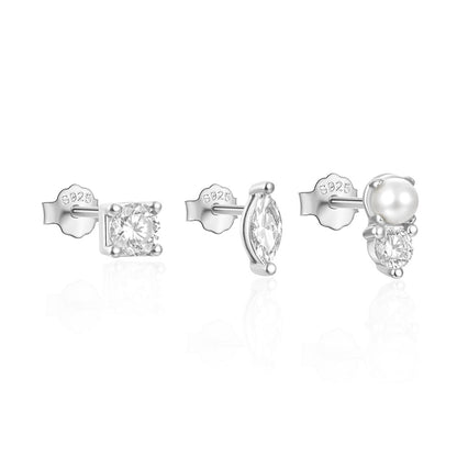 1 Set Simple Style Star Butterfly Plating Sterling Silver Ear Studs