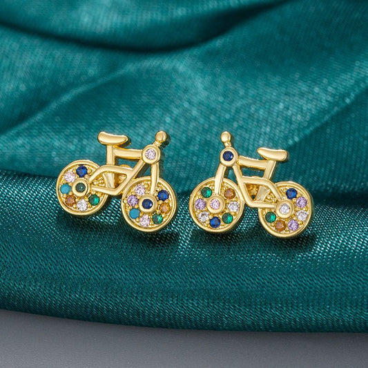 1 Pair Lady Streetwear Geometric Inlay Copper Zircon Ear Studs