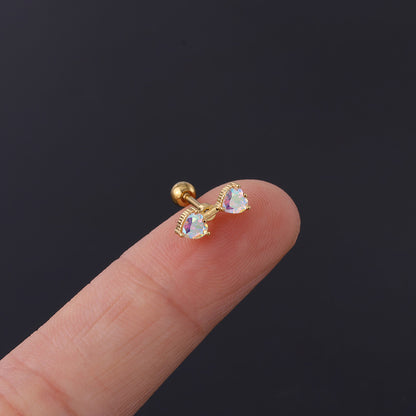 Geometric Plating Metal Artificial Gemstones Earrings Ear Studs