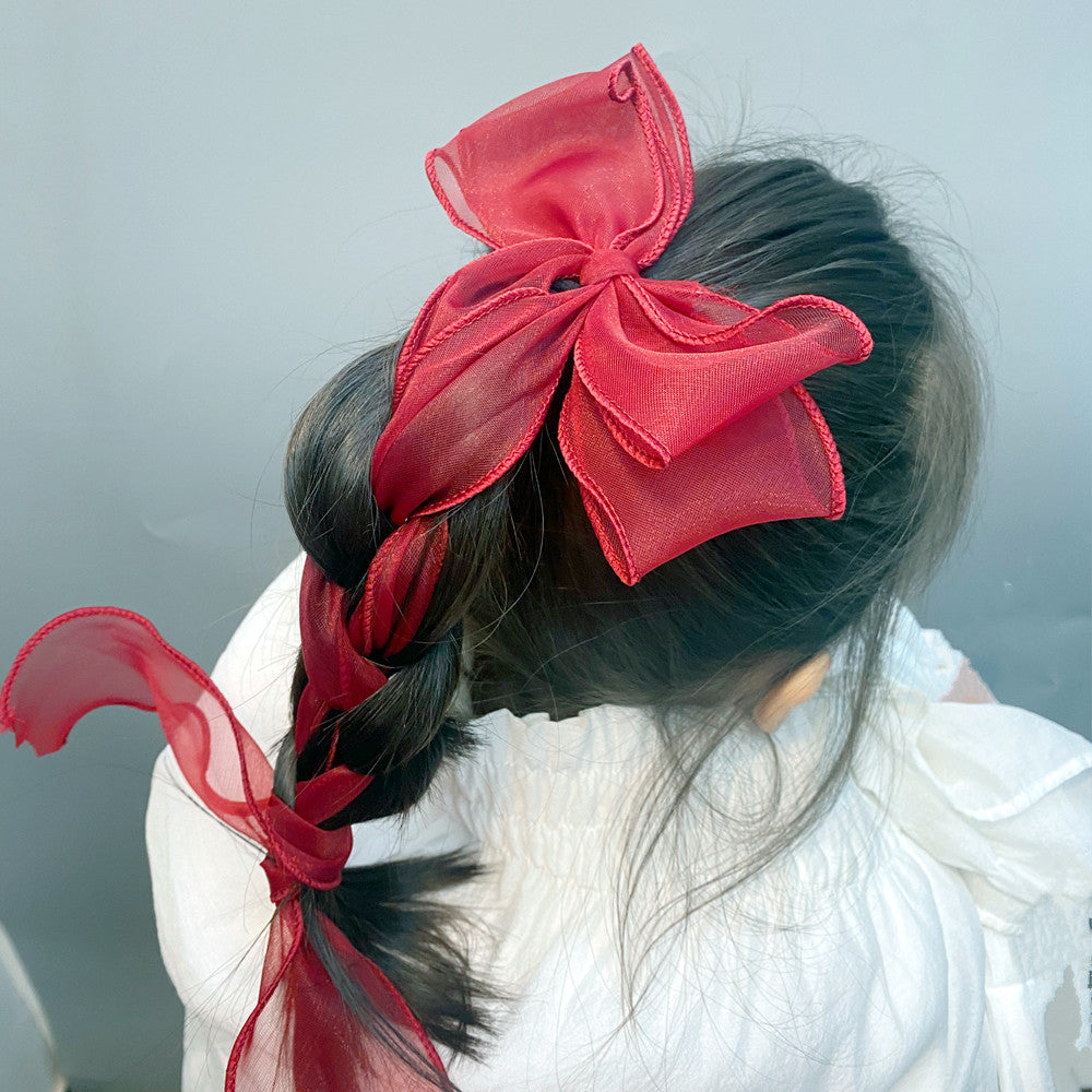 Snow Yarn Streamer Double-layer Bow Hairpin