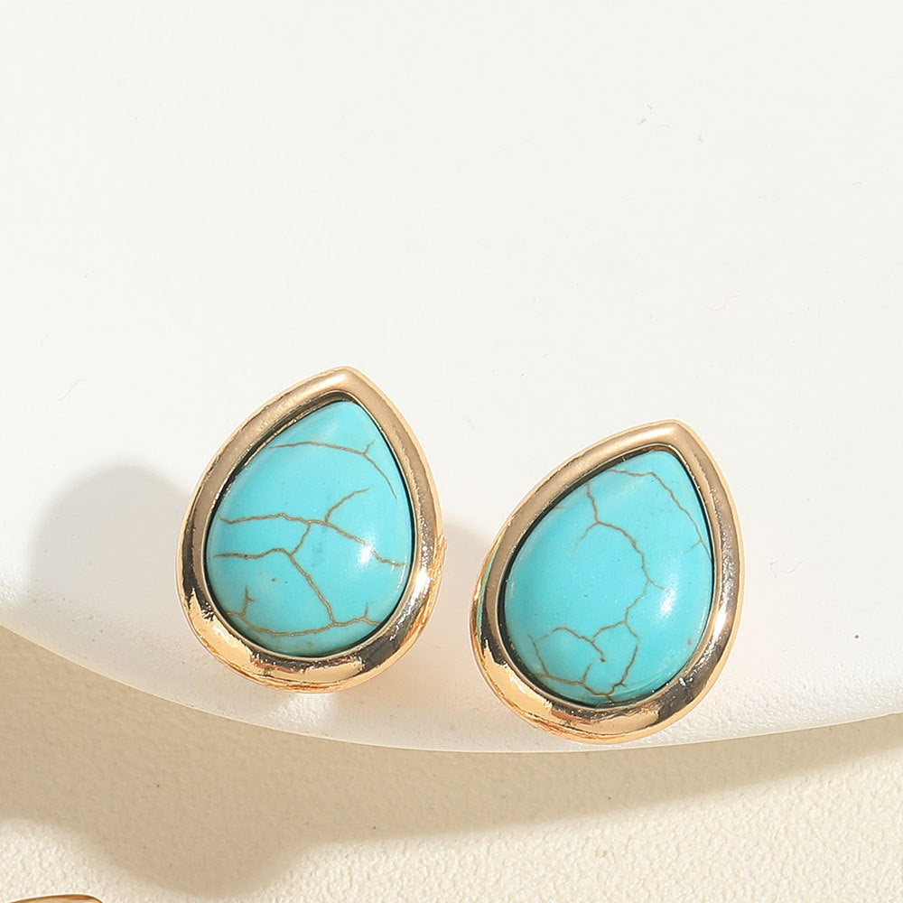 Cross-border new cold style personality drop type turquoise earrings exquisite and simple French versatile ABS pearl earrings