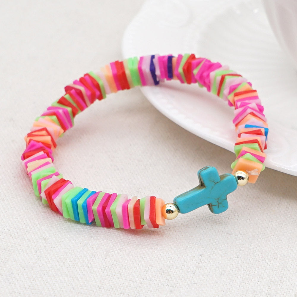 European And American New Color 6mm Soft Ceramic Bohemian Bracelet Female