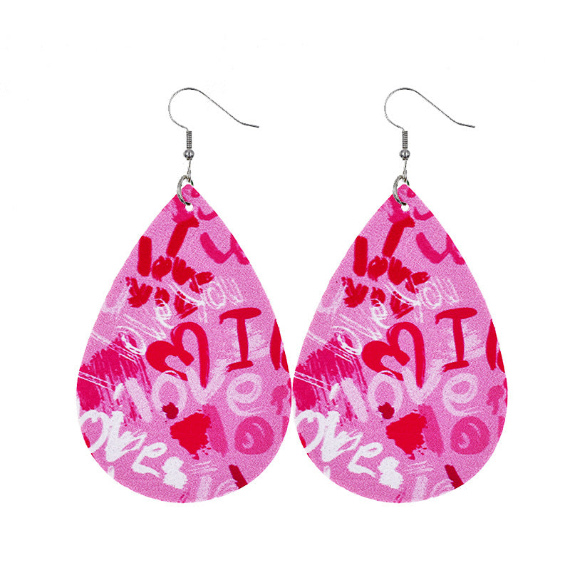 1 Pair Modern Style Classic Style Heart Shape Pu Leather Drop Earrings