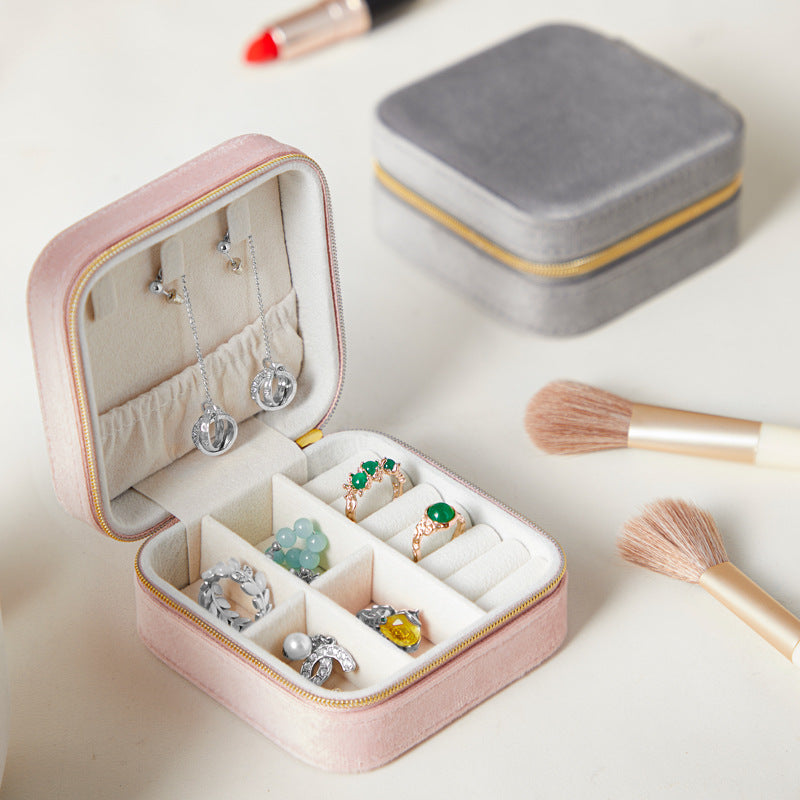 Round Travel Jewelry Storage Box - Jewelry Case for Rings and Small Accessories