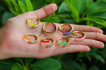 Wholesale Jewelry Multicolor Rainbow Oil Drop Zircon Copper Ring Gooddiy