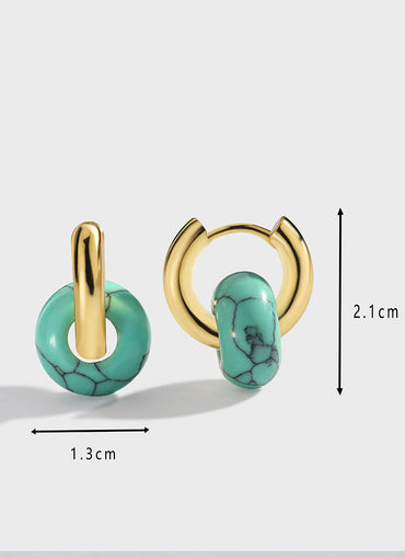 Retro Geometric Copper Earrings Plating Turquoise Copper Earrings