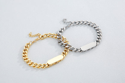 European And American New Fashion Stainless Steel Cuban Link Chain Gold Square Brand Necklace Earrings Four-piece Set Female Accessories Wholesale