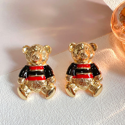 1 Pair Retro Bear Horse Alloy Ear Studs