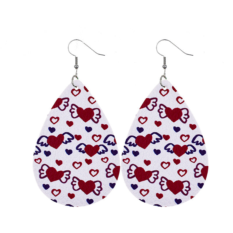 1 Pair Sweet Streetwear Heart Shape Pu Leather Drop Earrings