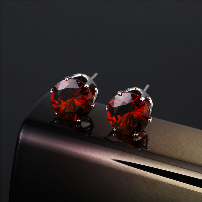 1 Pair Simple Style Geometric Inlay Copper Zircon Ear Studs