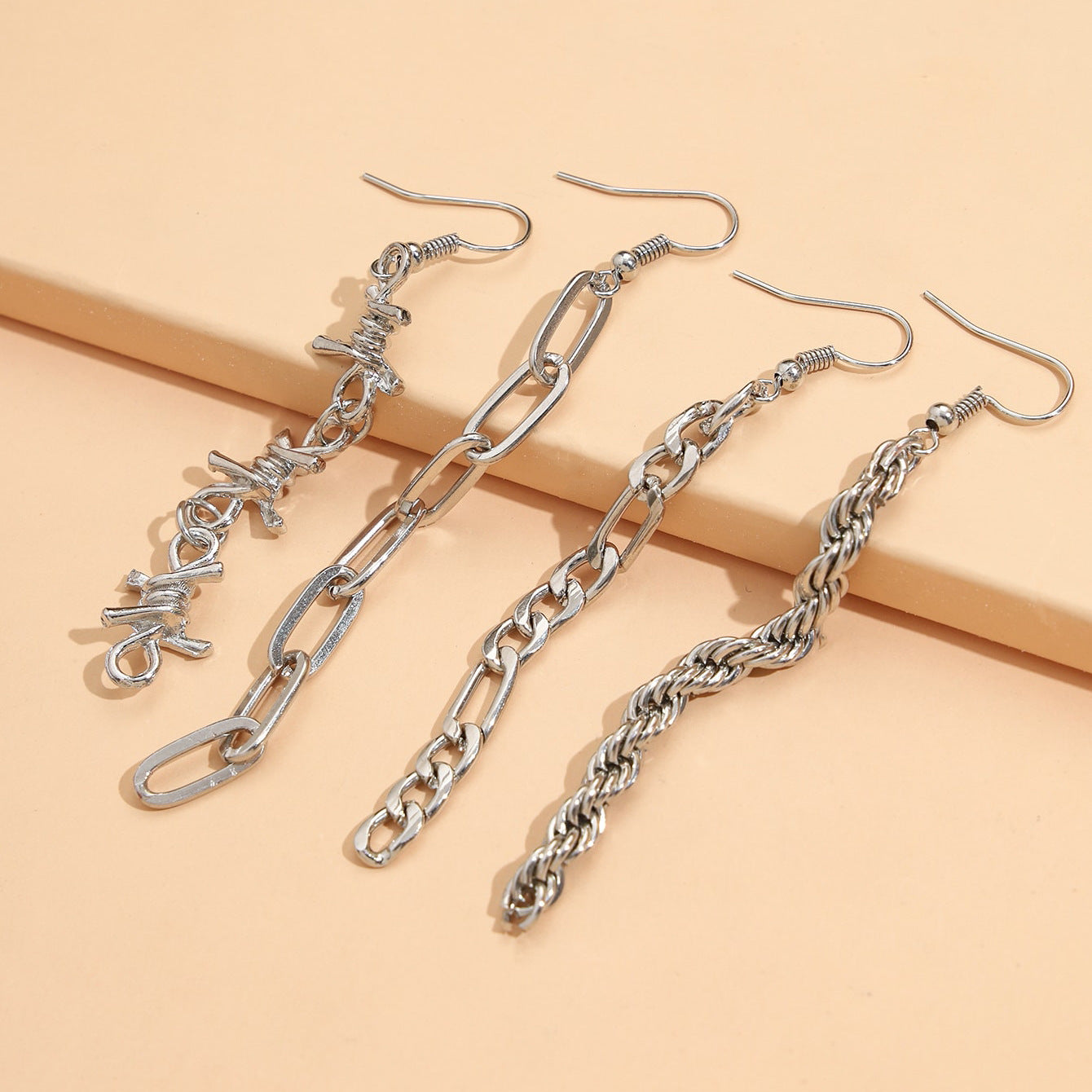 Fashion Chain Alloy Earrings Four-piece Set