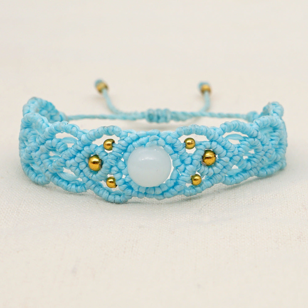 Ethnic Style Handmade Stone Beaded Macrame Bracelet