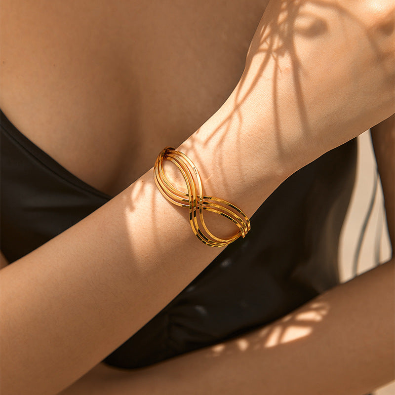 Retro Geometric Copper Plating Bangle