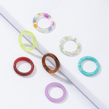 Wholesale Fashion Color Contrast Resin Ring Set
