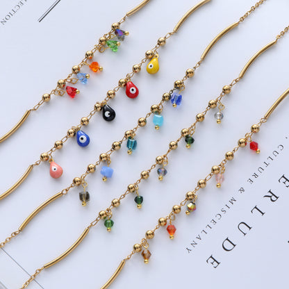 Modern Style Heart Shape Eye Stainless Steel Plating 18k Gold Plated Bracelets