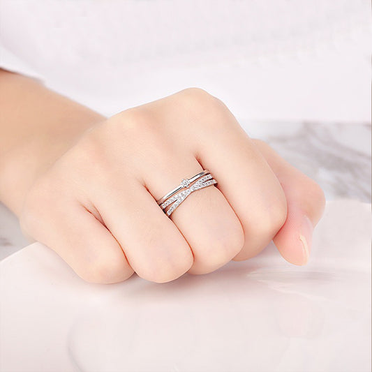 Ins Style Simple Style Lines Copper Zircon Open Ring In Bulk