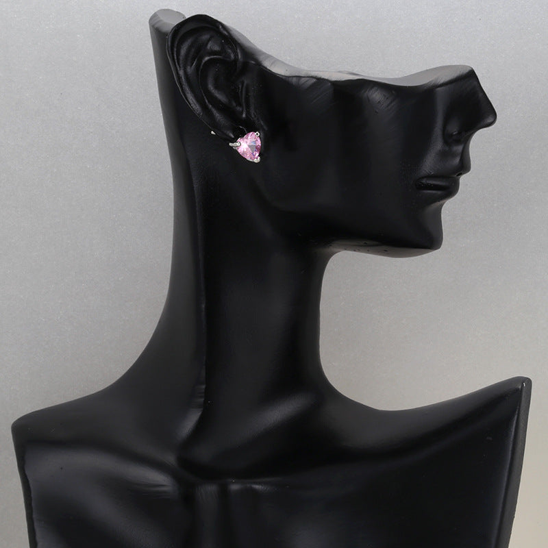 Fashion Heart Shape Copper Ear Clips Ear Studs Plating Inlay Zircon Copper Earrings