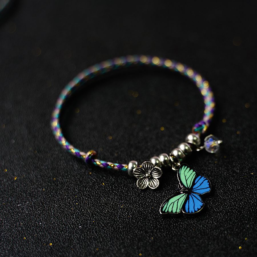 1 Piece Retro Flower Butterfly Alloy Rope Unisex Bracelets