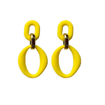 Simple Style Double Ring Arylic Stoving Varnish Women's Drop Earrings