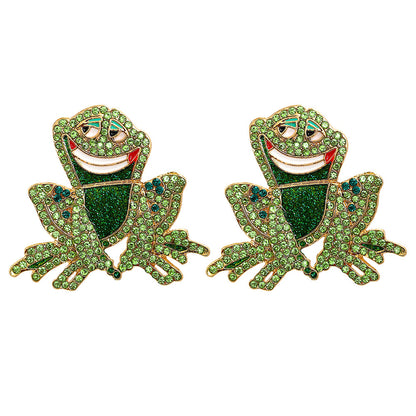 Fashion Animal Frog Diamond Earrings Wholesale Jewelry Gooddiy