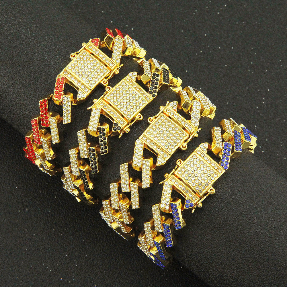 Fashion Geometric Full Colorful Diamond Diamond-shaped Alloy Bracelet