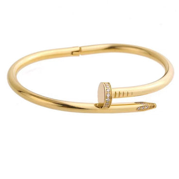 Moderate Luxury Letter Stainless Steel 18K Gold Plated Bangles