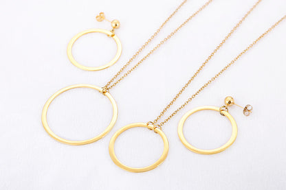 New Hollow Geometric Round Pendent Necklace Earrings Set Wholesale Gooddiy