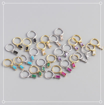 S925 Sterling Silver Geometric Rectangular Zircon Earrings Wholesale Gooddiy