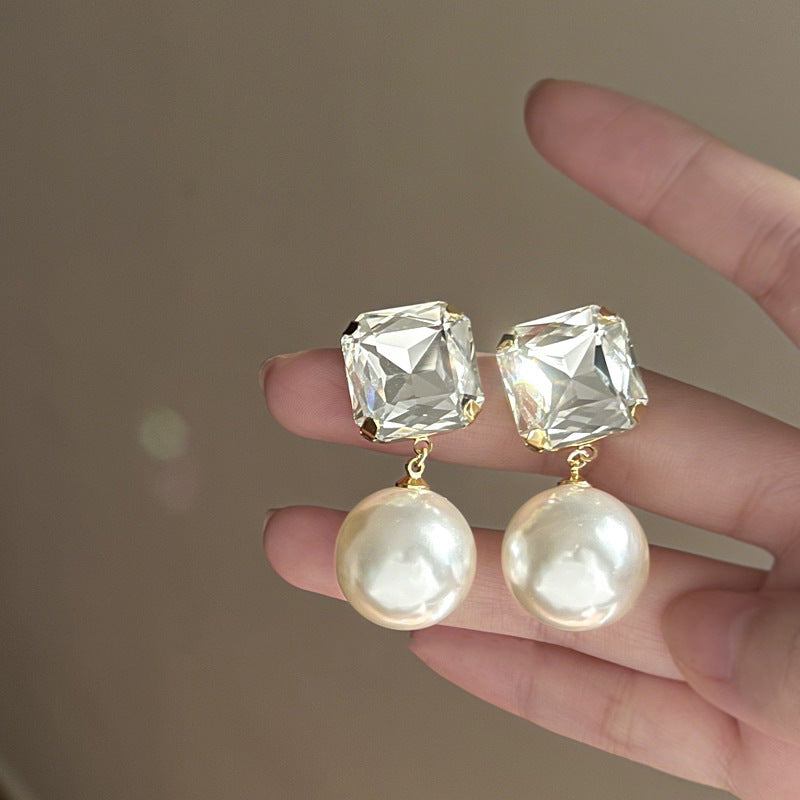 Wholesale Jewelry Simple Style Square Alloy Zircon Inlay Drop Earrings