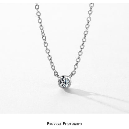 Fashion Round Silver Plating Inlay Zircon Necklace