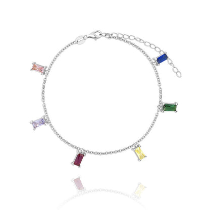 European And American S925 Sterling Silver Fashion Simple Color Zircon Bracelet Female Online Influencer Ins Style Bracelet Cross-border Hot Accessories