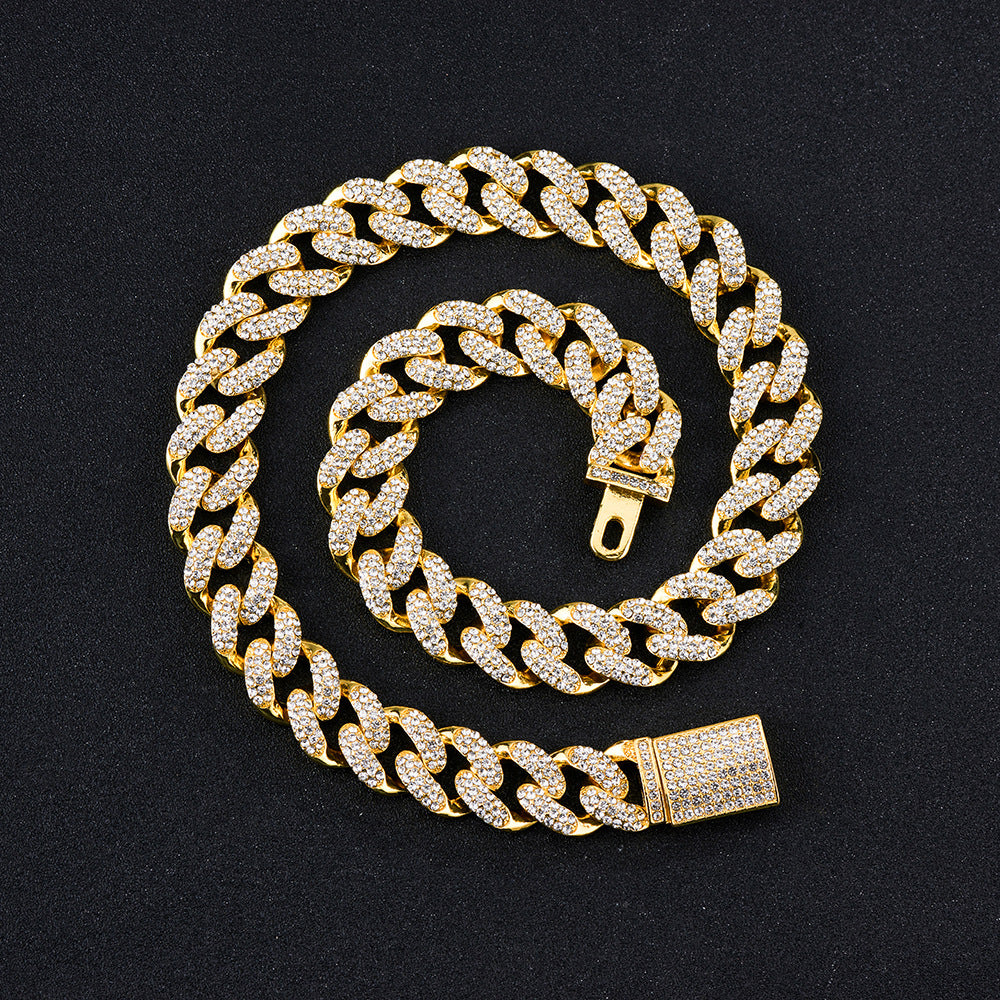 Hip Hop Ear Accessories Necklace European And American Fashion & Trend Hip Hop Hiphop Cuban Link Chain Necklace Rhinestone Necklace Jewelry Wholesale