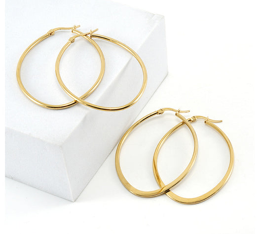 Simple Style Round Stainless Steel Hoop Earrings Plating Stainless Steel Earrings