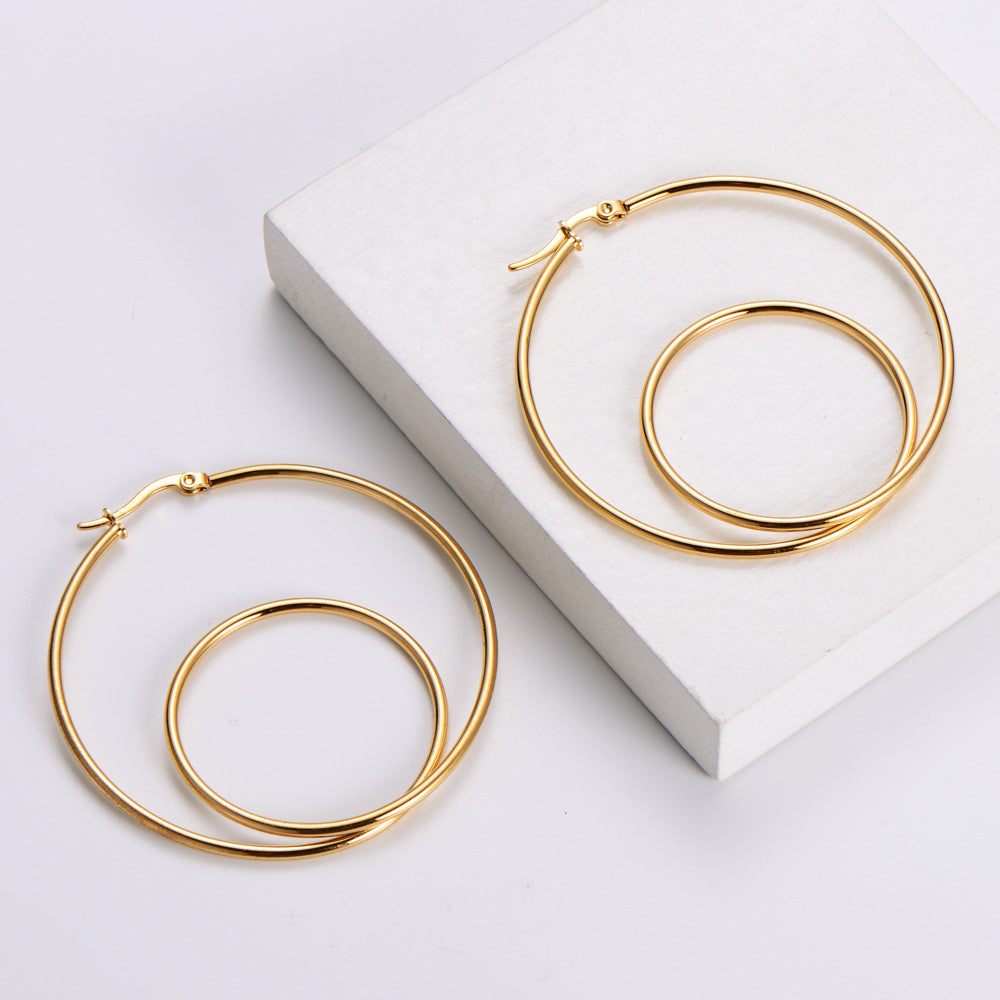 Simple Style Geometric Plating Stainless Steel No Inlaid Earrings