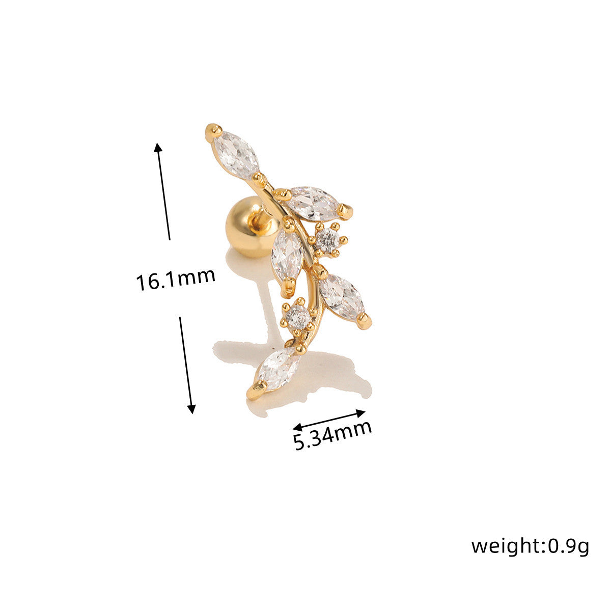 Glam Geometric Brass Inlay Zircon Ear Studs 1 Piece