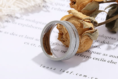 European And American Stainless Steel Frosted 7mm Ring Fashion Couple Ring Wholesale