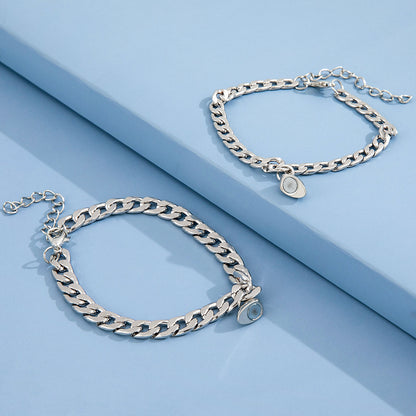 Fashion Solid Color Stainless Steel Bracelets Heart Stainless Steel Bracelets 2 Pieces