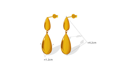 French Style Water Droplets Titanium Steel Drop Earrings Plating Stainless Steel Earrings