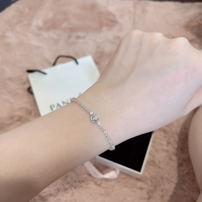 Elegant Lady Simple Style Geometric Copper Plating Inlay Zircon Silver Plated Bracelets