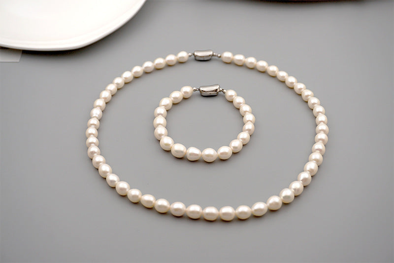 Simple Style Round Pearl Beaded Bracelets Necklace 1 Piece
