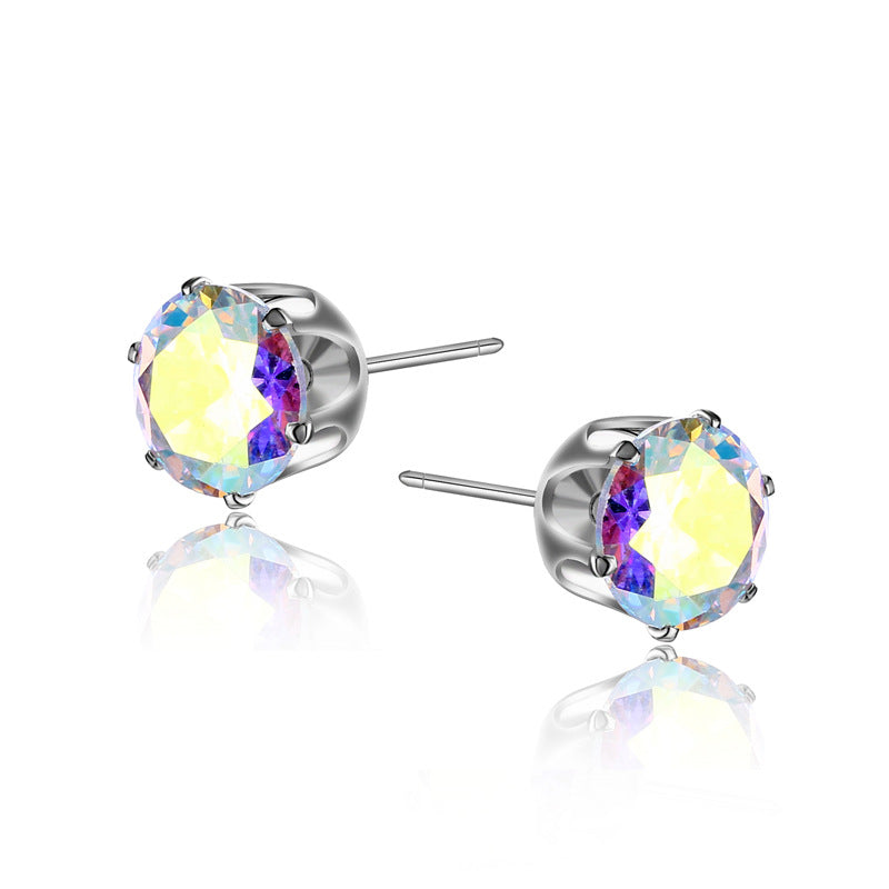 1 Pair Simple Style Geometric Inlay Copper Zircon Ear Studs