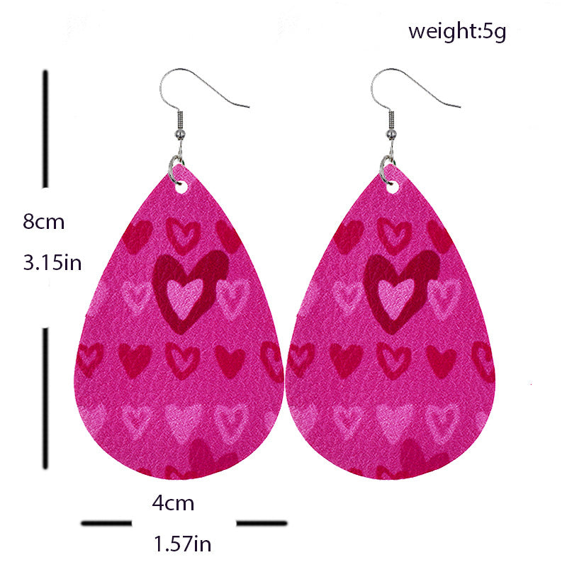 1 Pair Modern Style Classic Style Heart Shape Pu Leather Drop Earrings